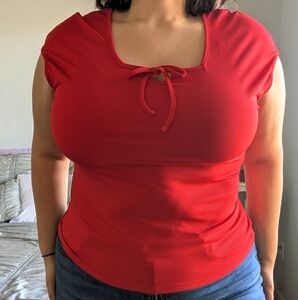 Square Neck Top w/ Keyhole and Tie